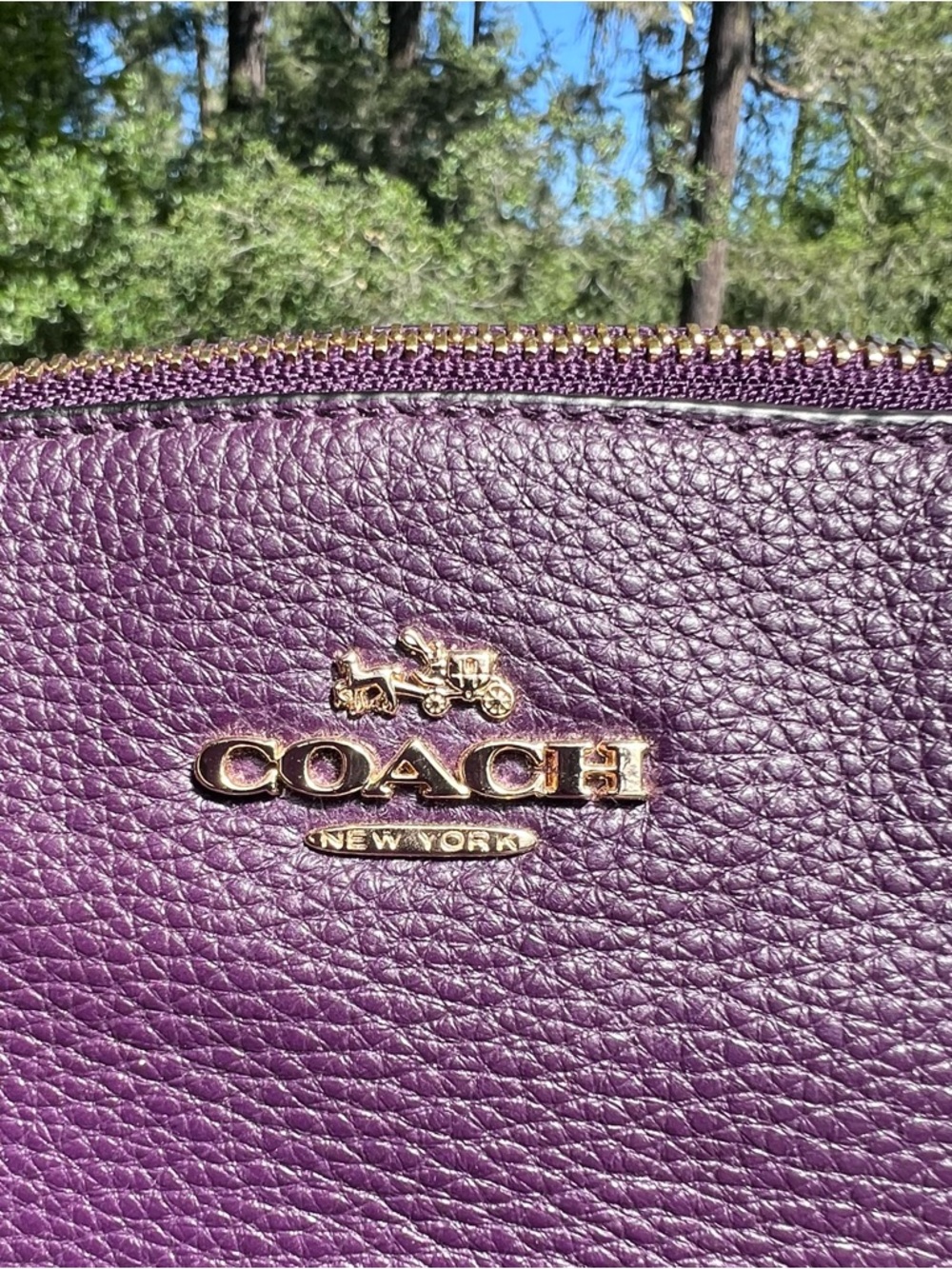 COACH Purple Pebble Leather Shoulder/Crossbody Purse w Gold Hardware AUTHENTIC - Picture 4 of 14